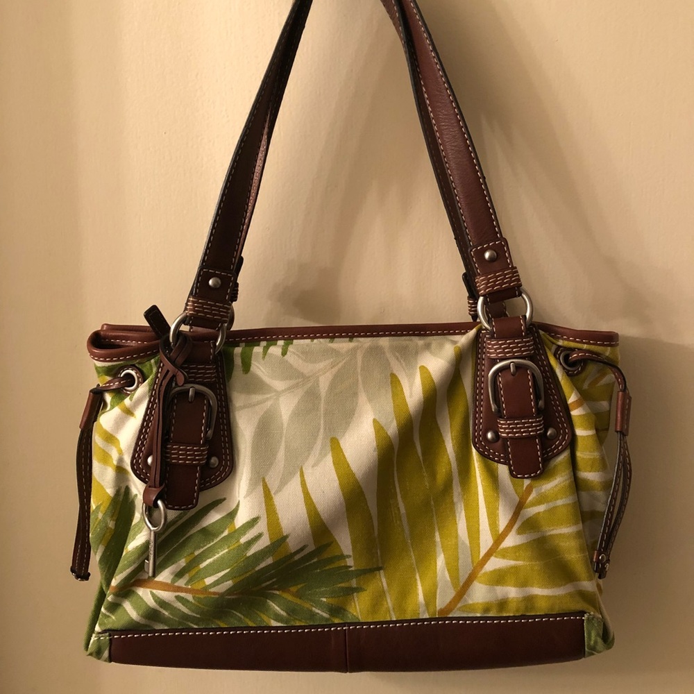 Fossil palm print handbag